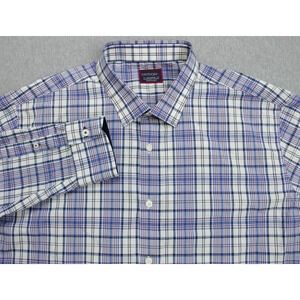 UNTUCKit Shirt Mens 2XL Blue Plaid Cotton Blend Classic Casual Button Up
